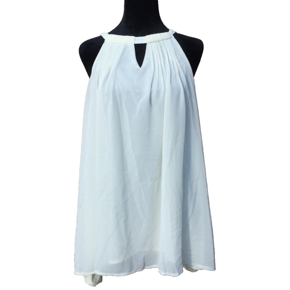 NWT- Lady's World Cream Halter/Sleeveless Blouse